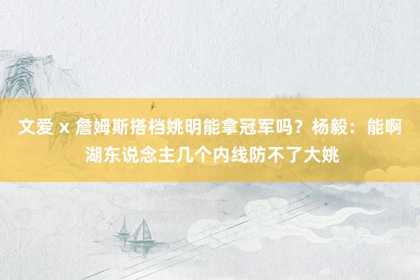 文爱 x 詹姆斯搭档姚明能拿冠军吗？杨毅：能啊 湖东说念主几个内线防不了大姚